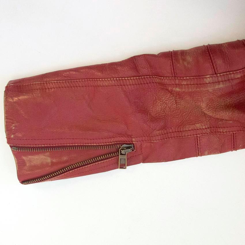 Men's Marc Jacobs red leather distressed jacket XL For Sale
