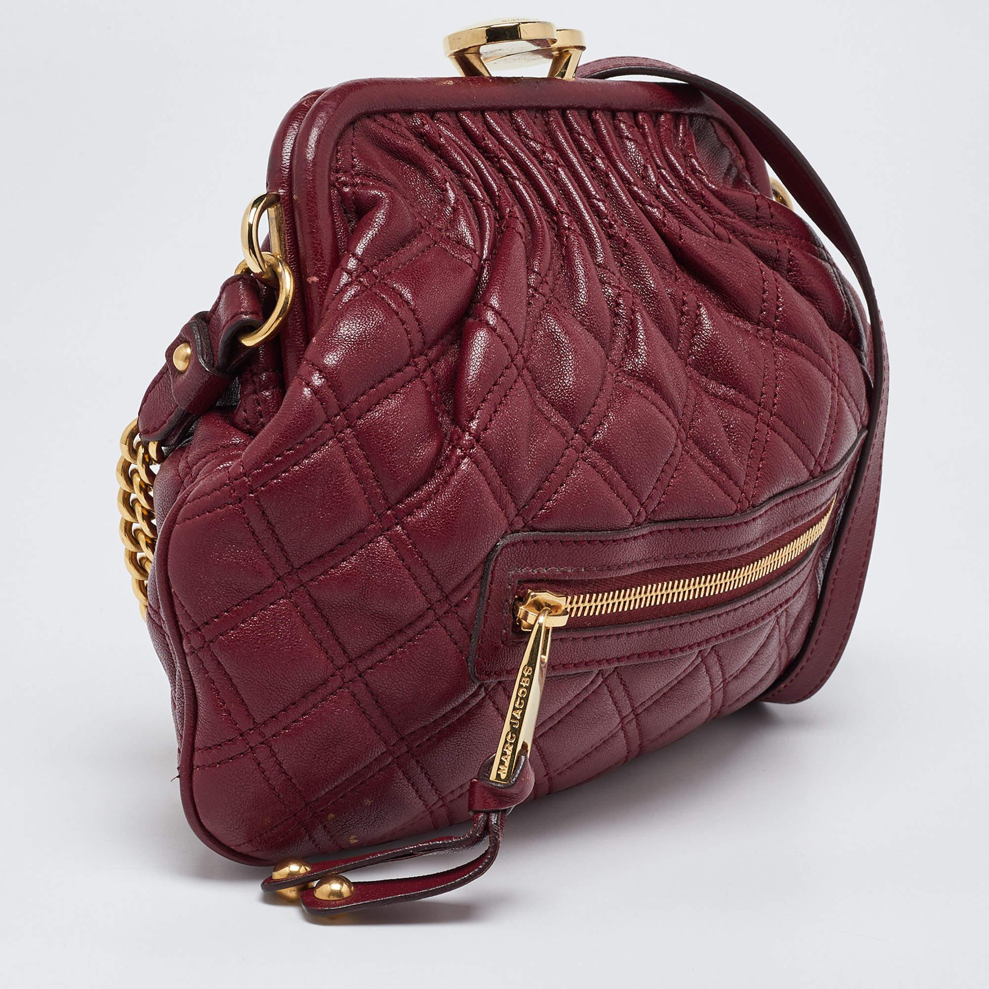 Brown Marc Jacobs Red Quilted Leather Little Stam Shoulder Bag