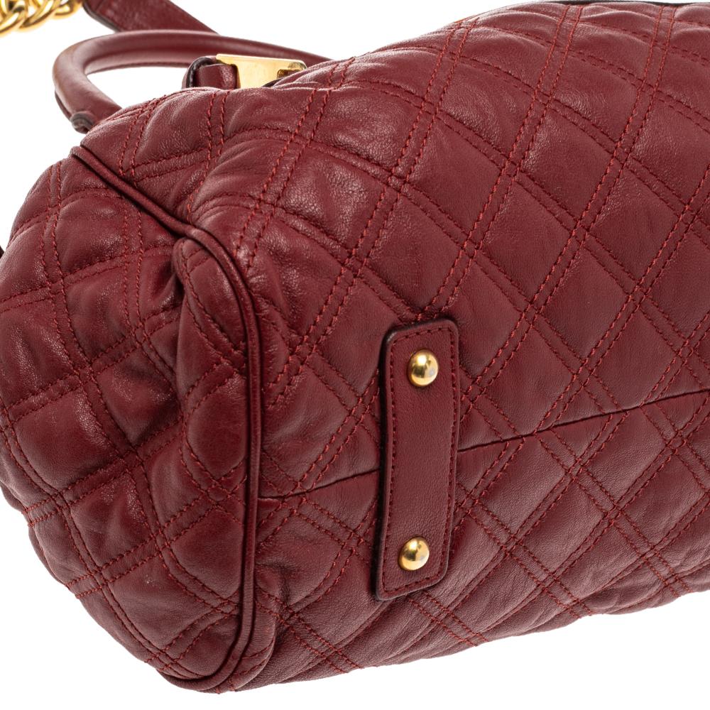 Brown Marc Jacobs Red Quilted Leather Stam Shoulder Bag For Sale