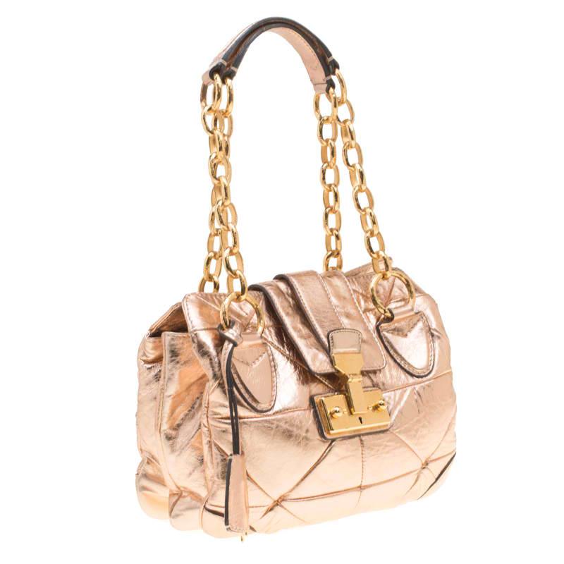 Women's Marc Jacobs Rose Gold Quilted Leather Shoulder Bag