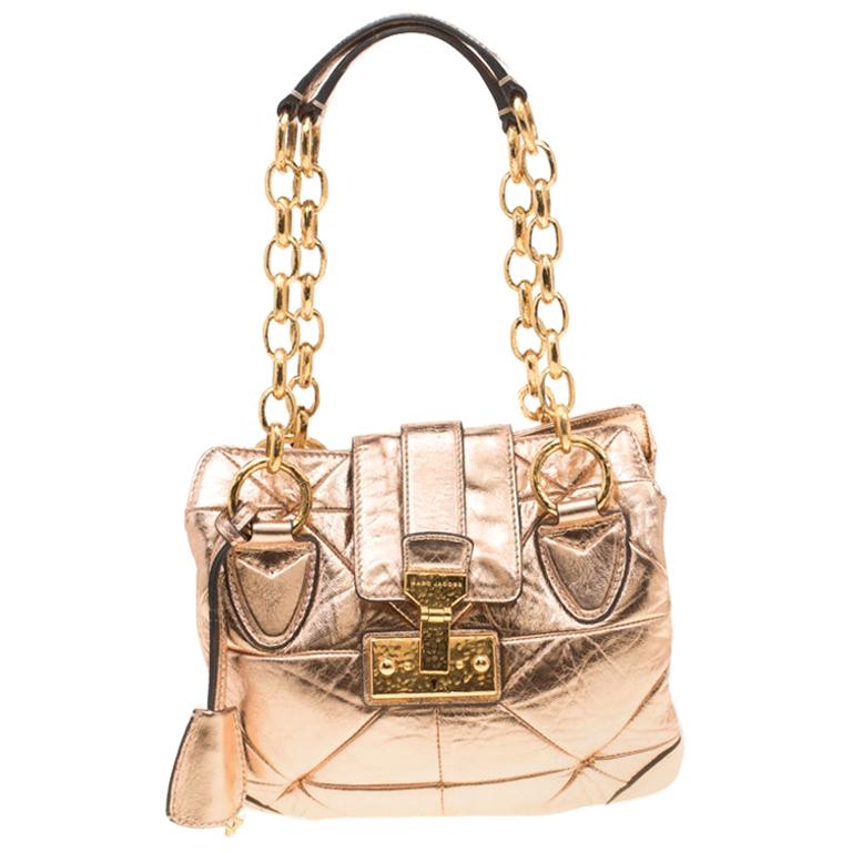 Marc Jacobs Rose Gold Quilted Leather Shoulder Bag