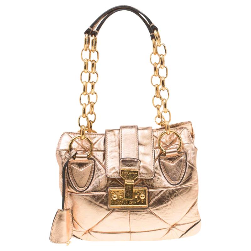 Marc Jacobs Rose Gold Quilted Leather Shoulder Bag