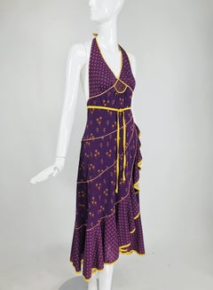 Marc Jacobs Runway 2002 Floral Jersey Halter Neck Tiered Skirt Dress