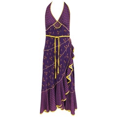 Marc Jacobs Runway 2002 Floral Jersey Halter Neck Tiered Skirt Dress