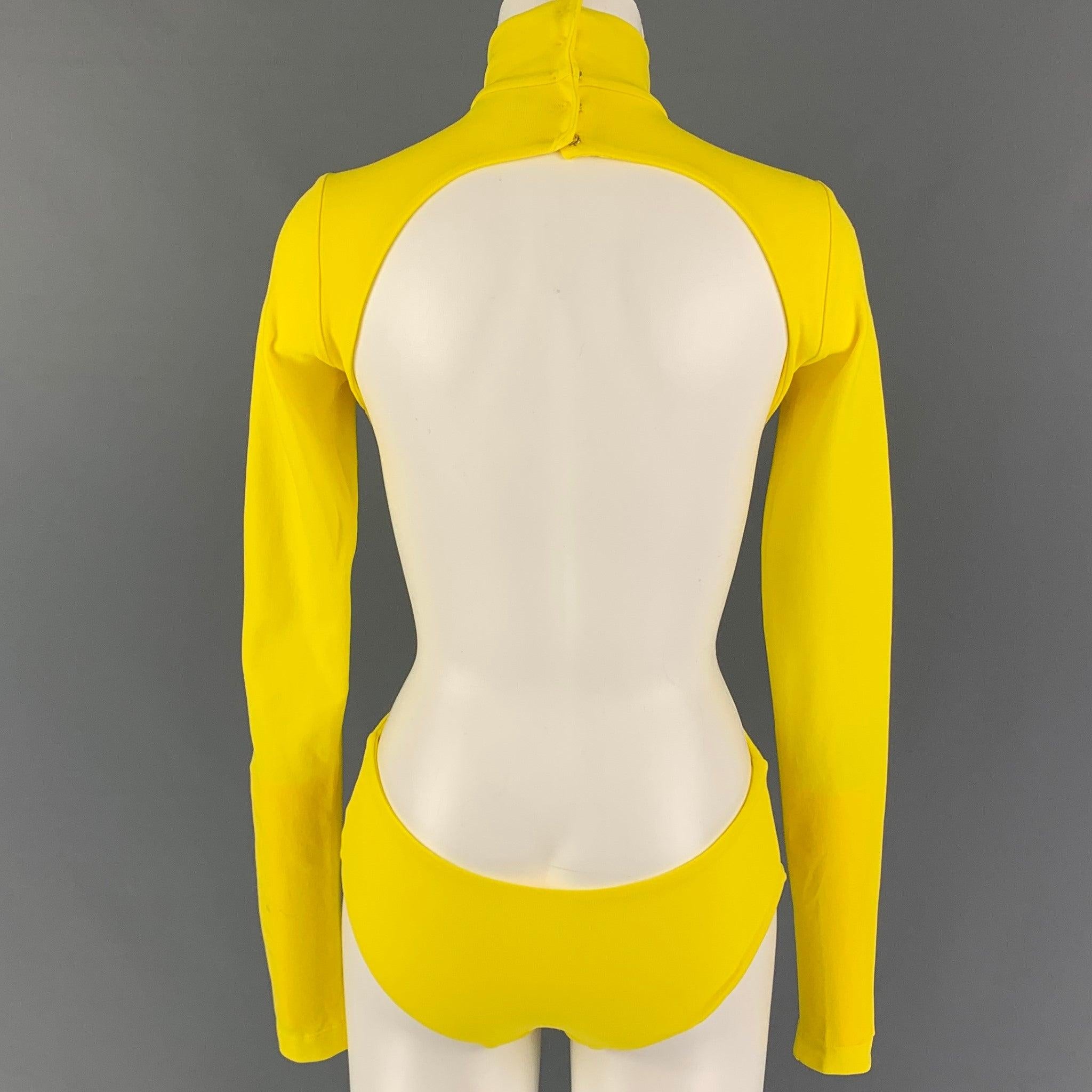 MARC JACOBS Runway 2021 Size XS Yellow Polyester Open Back Body Suit In Good Condition For Sale In San Francisco, CA