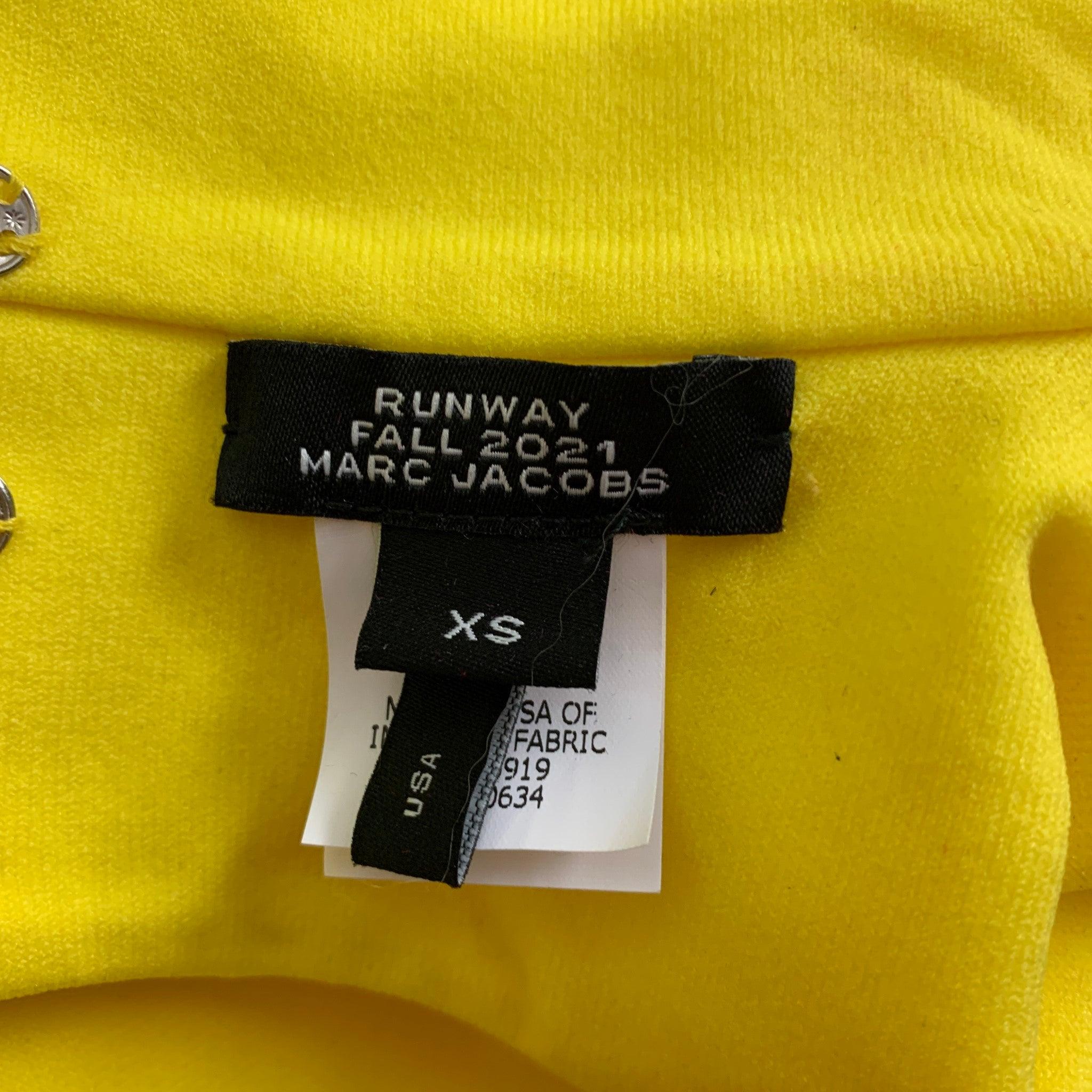 MARC JACOBS Runway 2021 Size XS Yellow Polyester Open Back Body Suit For Sale 1