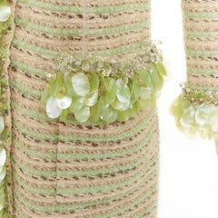 MARC JACOBS Runway green cream wool tweed boucle glass pailette coat US0 XS