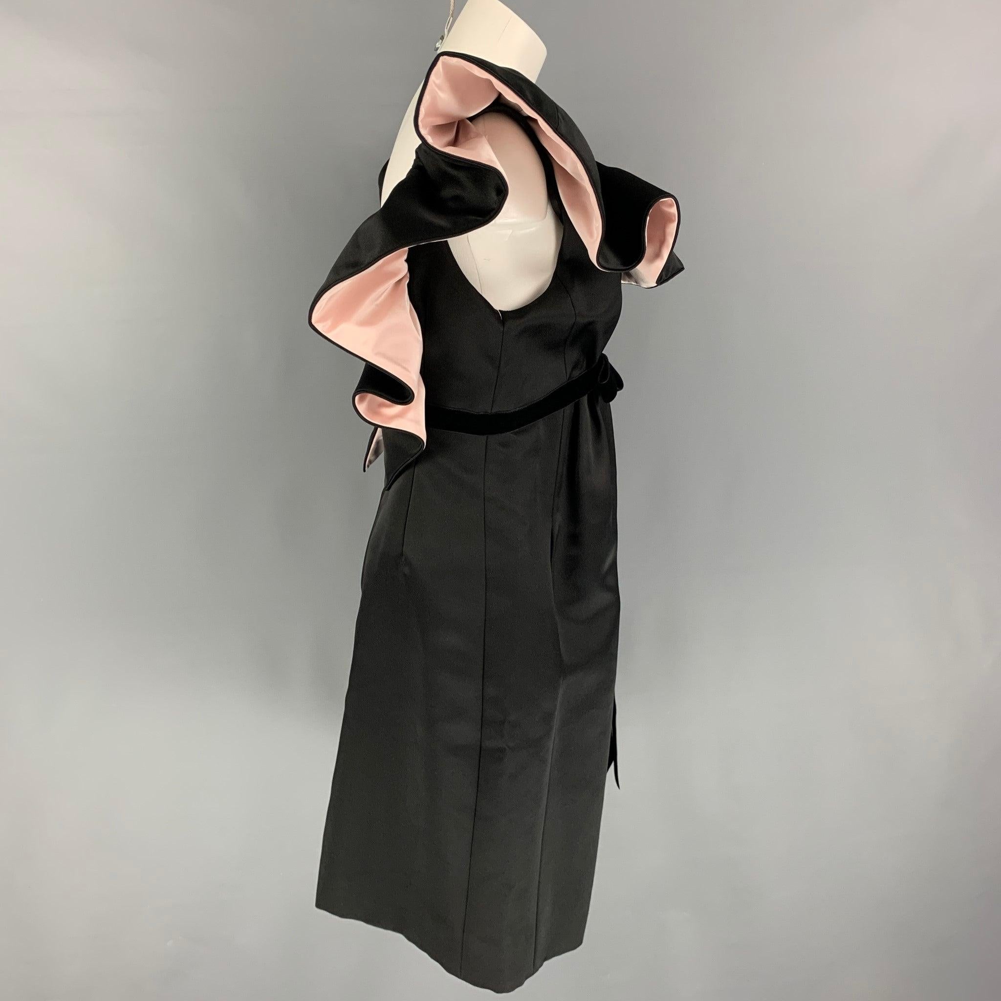 MARC JACOBS RUNWAY Size 6 Black Silk Pale Pink Low Back Dress In Good Condition For Sale In San Francisco, CA