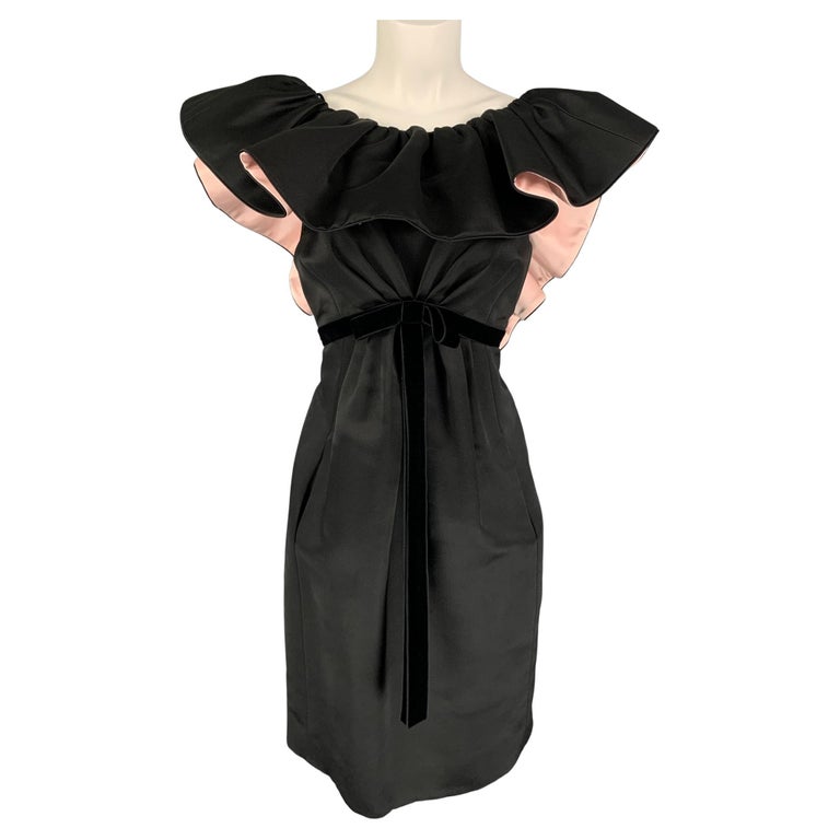 MARC JACOBS RUNWAY Size 6 Black Silk Pale Pink Low Back Dress For Sale ...
