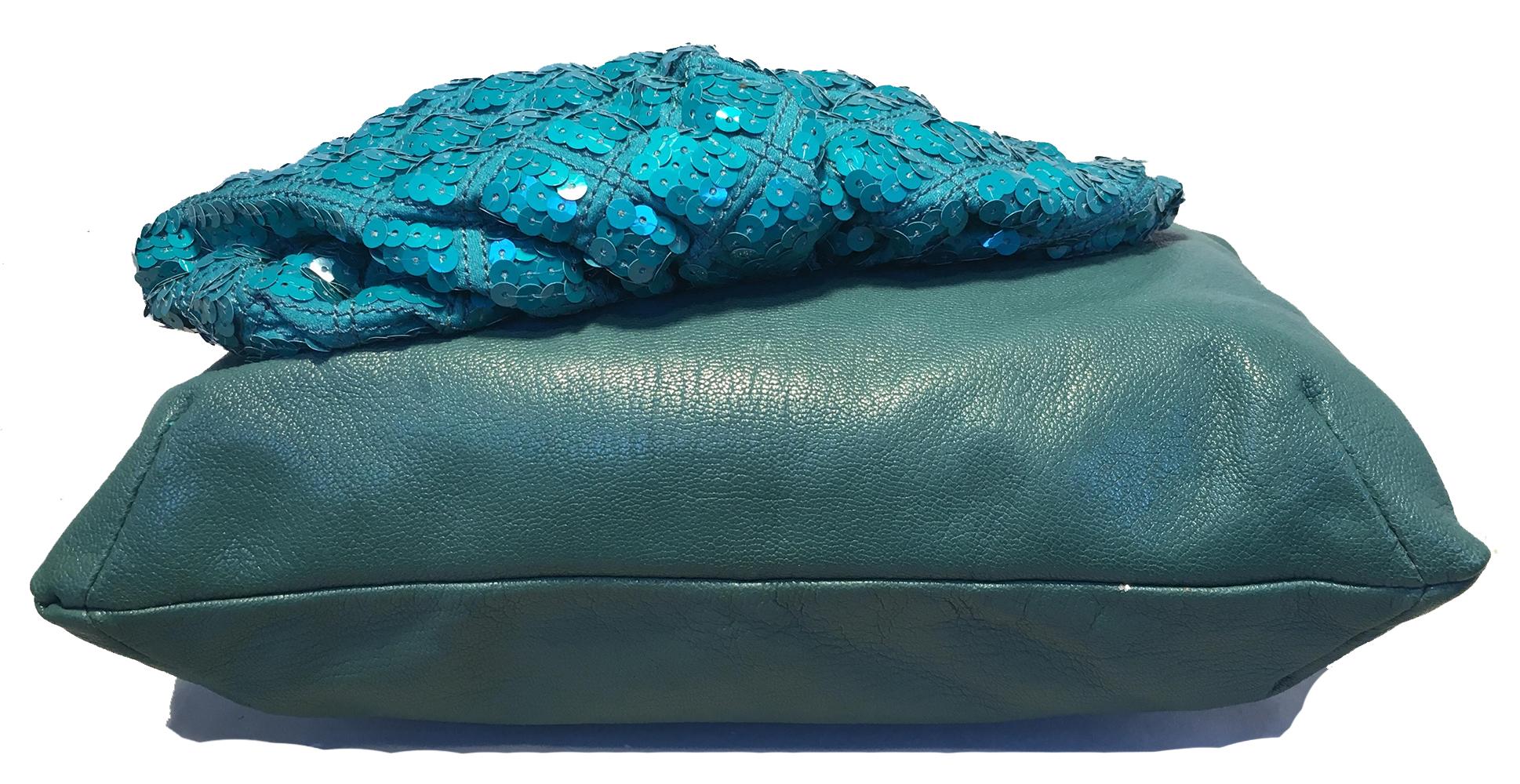 Marc Jacobs - Petit fourre-tout en cuir vert écume de mer et sequins Excellent état - En vente à Philadelphia, PA