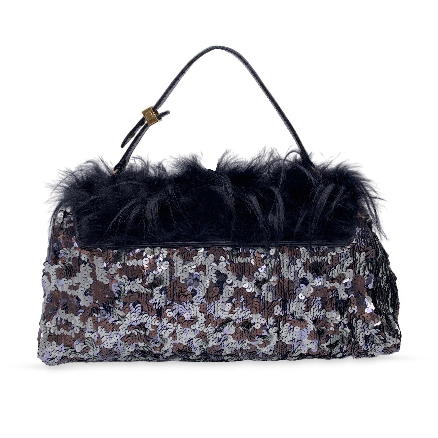 Black Marc Jacobs Sequined Large Gilda Flap Bag Satchel Handbag