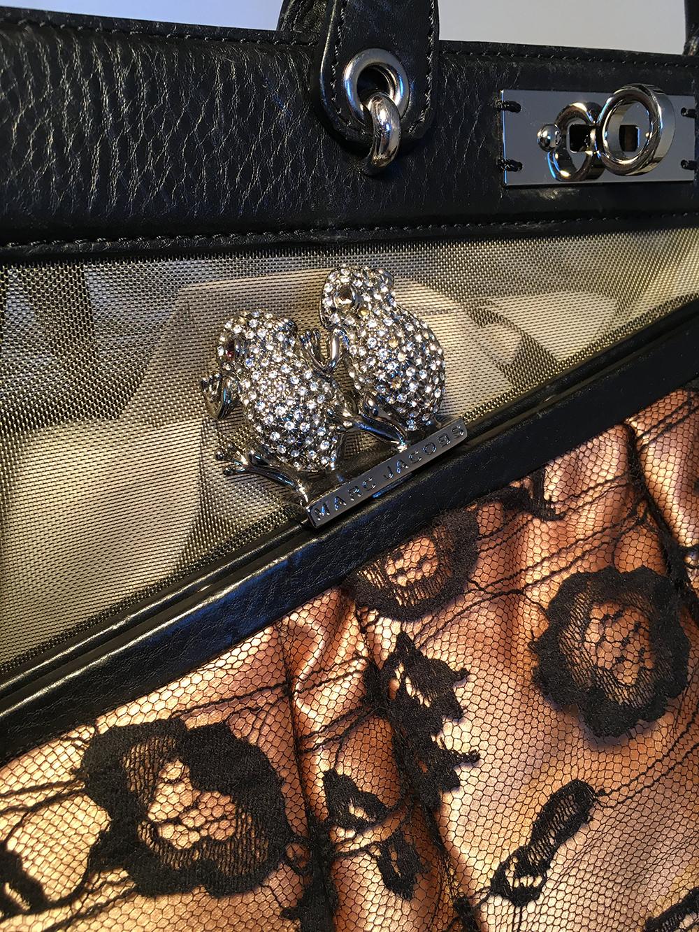 Marc Jacobs Sheer Net and Lace Large Duffy Frog Tote  In Excellent Condition In Philadelphia, PA