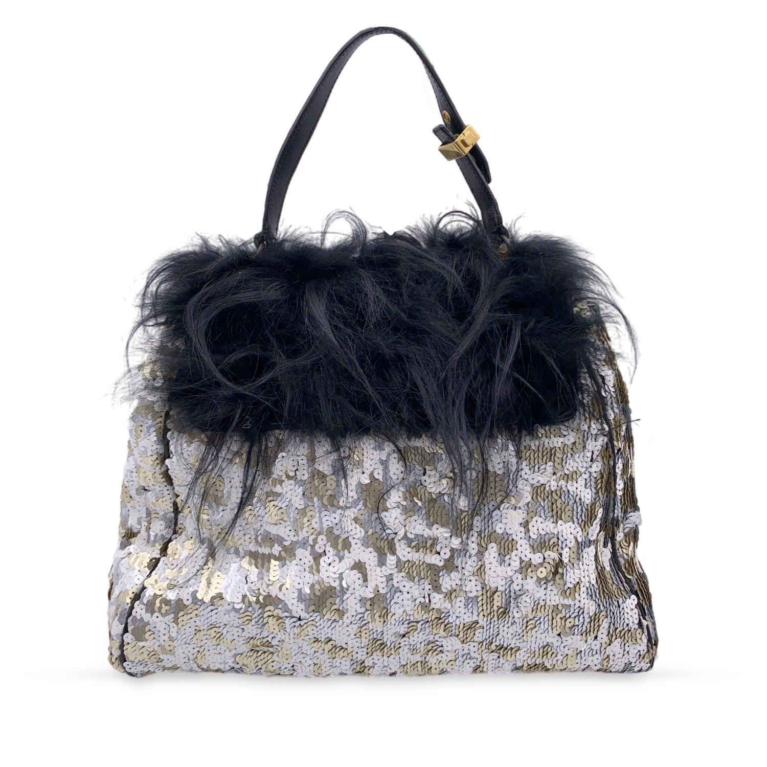 Marc Jacobs Bolso con solapa Gilda grande de lentejuelas plateadas y doradas Negro