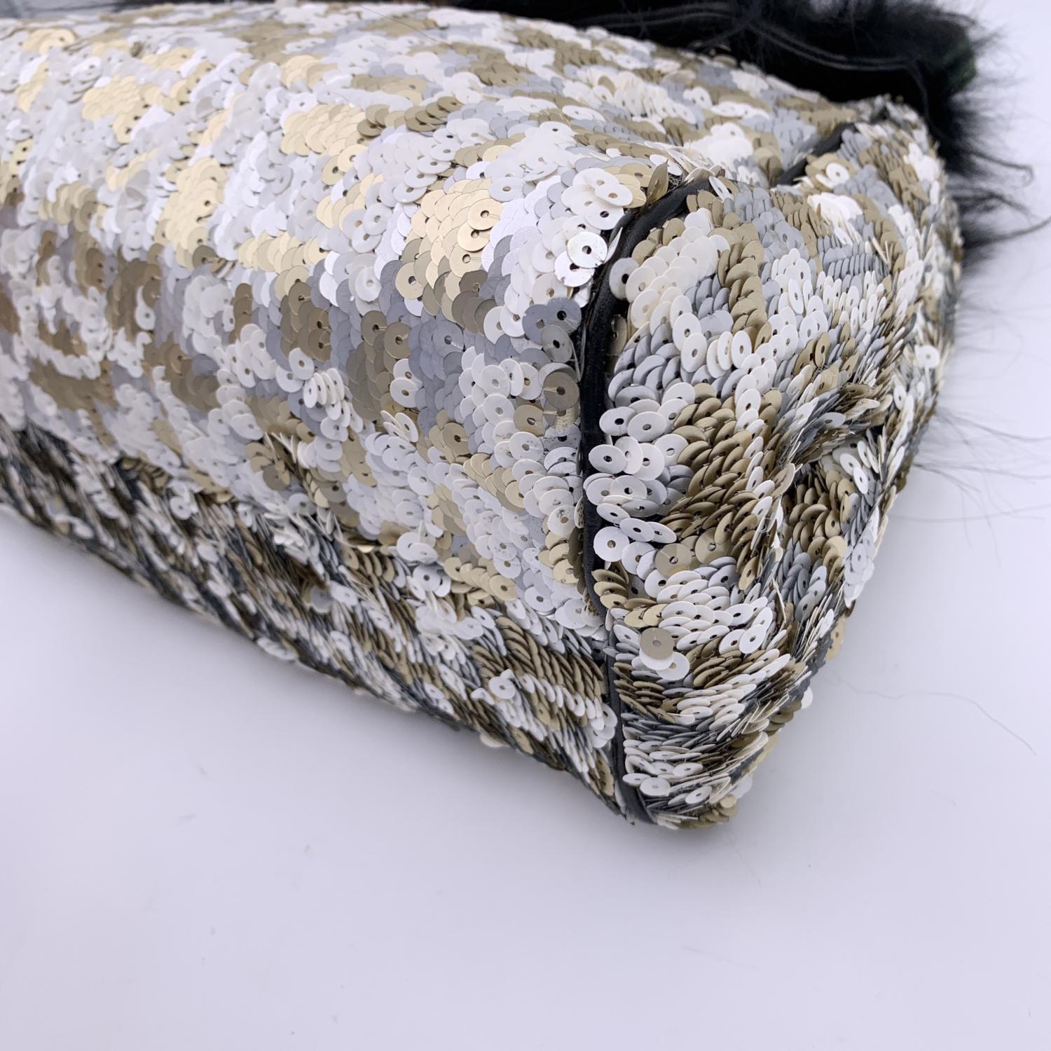 Marc Jacobs Silver and Gold Sequined Large Gilda Flap Bag Handbag For Sale 5
