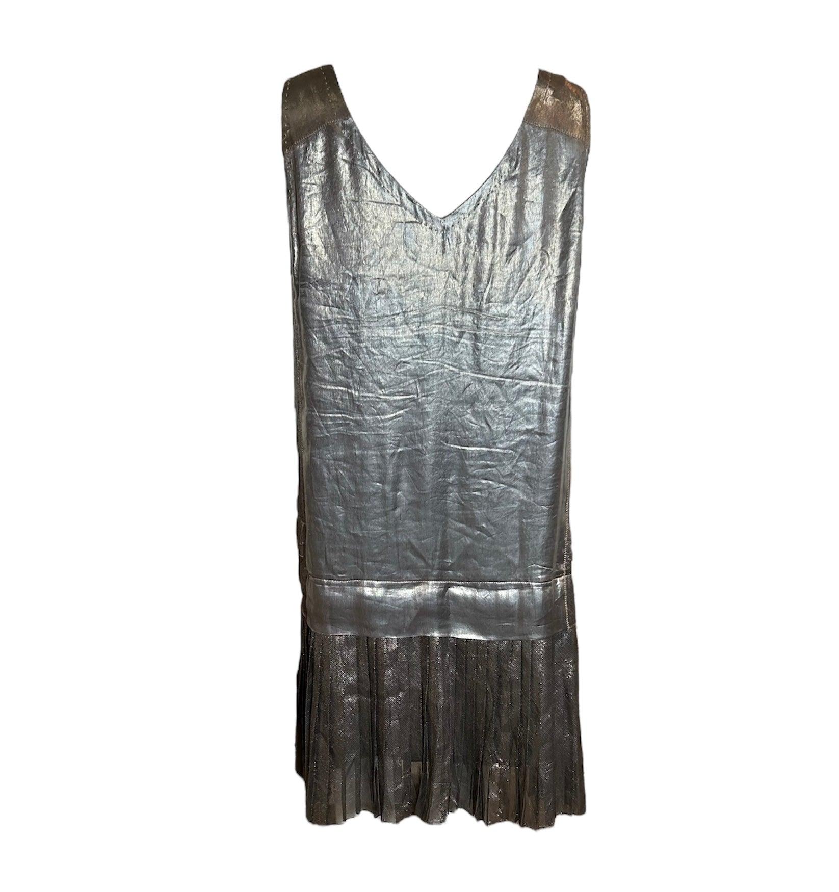 Noir Marc Jacobs Silver Lamé Inspired Dress, 1920s en vente