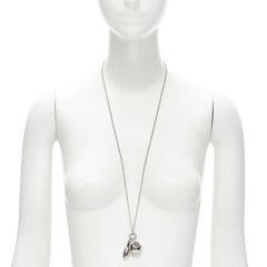 MARC JACOBS silver-tone bowling pin ball watch chain long necklace