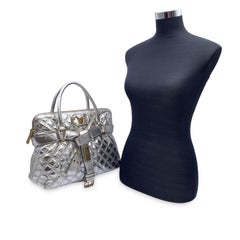 Marc Jacobs Silver Tone Quilted Leather Bruna Tote Bag