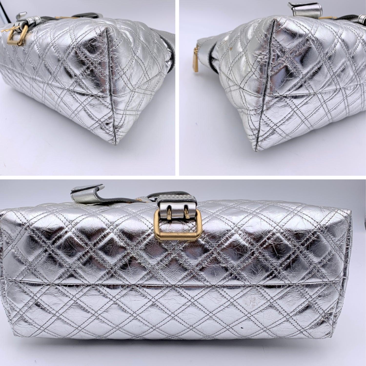 Marc Jacobs Silver Tone Quilted Leather Bruna Tote Bag 2