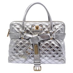 Used Marc Jacobs Silver Tone Quilted Leather Bruna Tote Bag