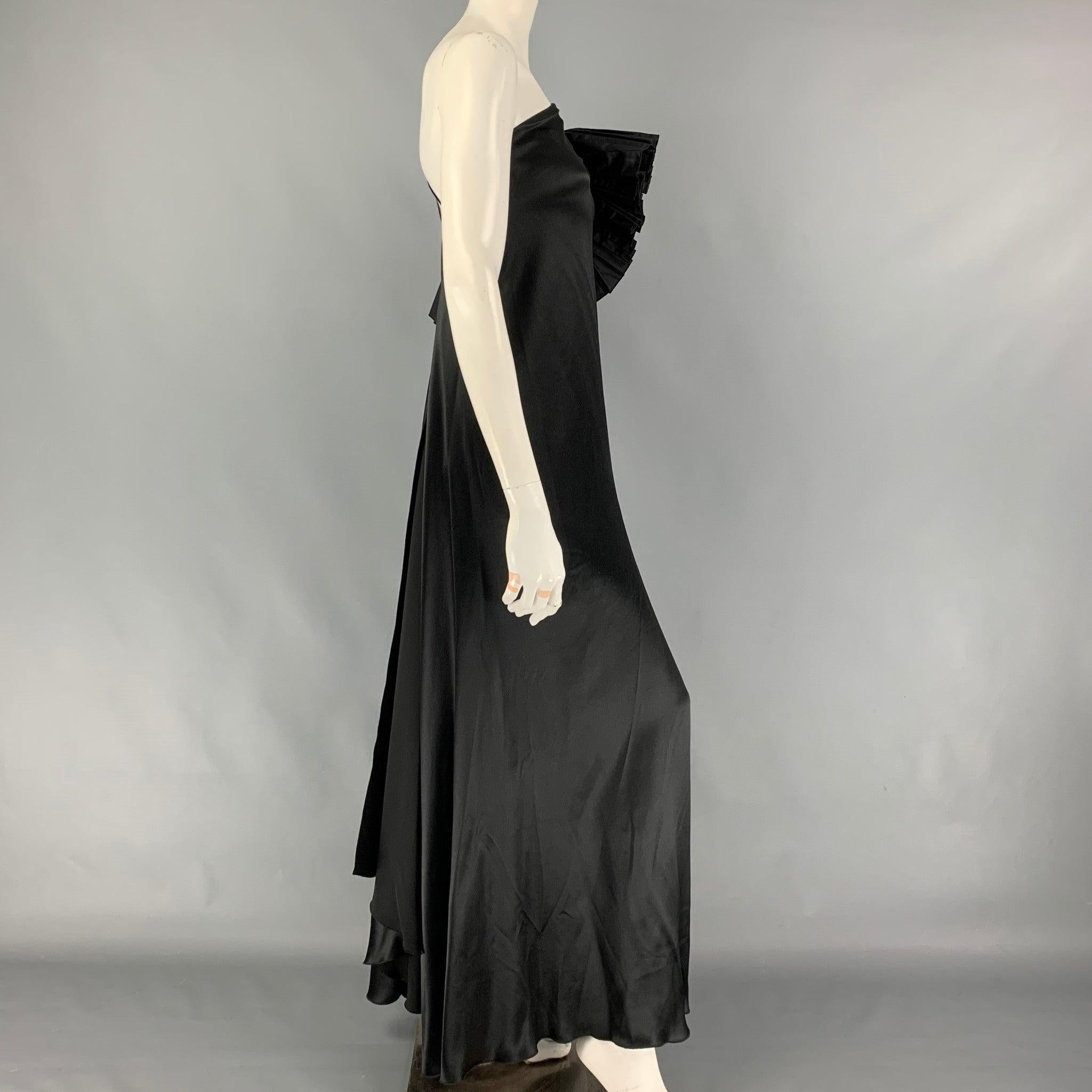 Women's MARC JACOBS Size 0 Black Silk Ruffle Sleeve Asymmetrical Gown For Sale