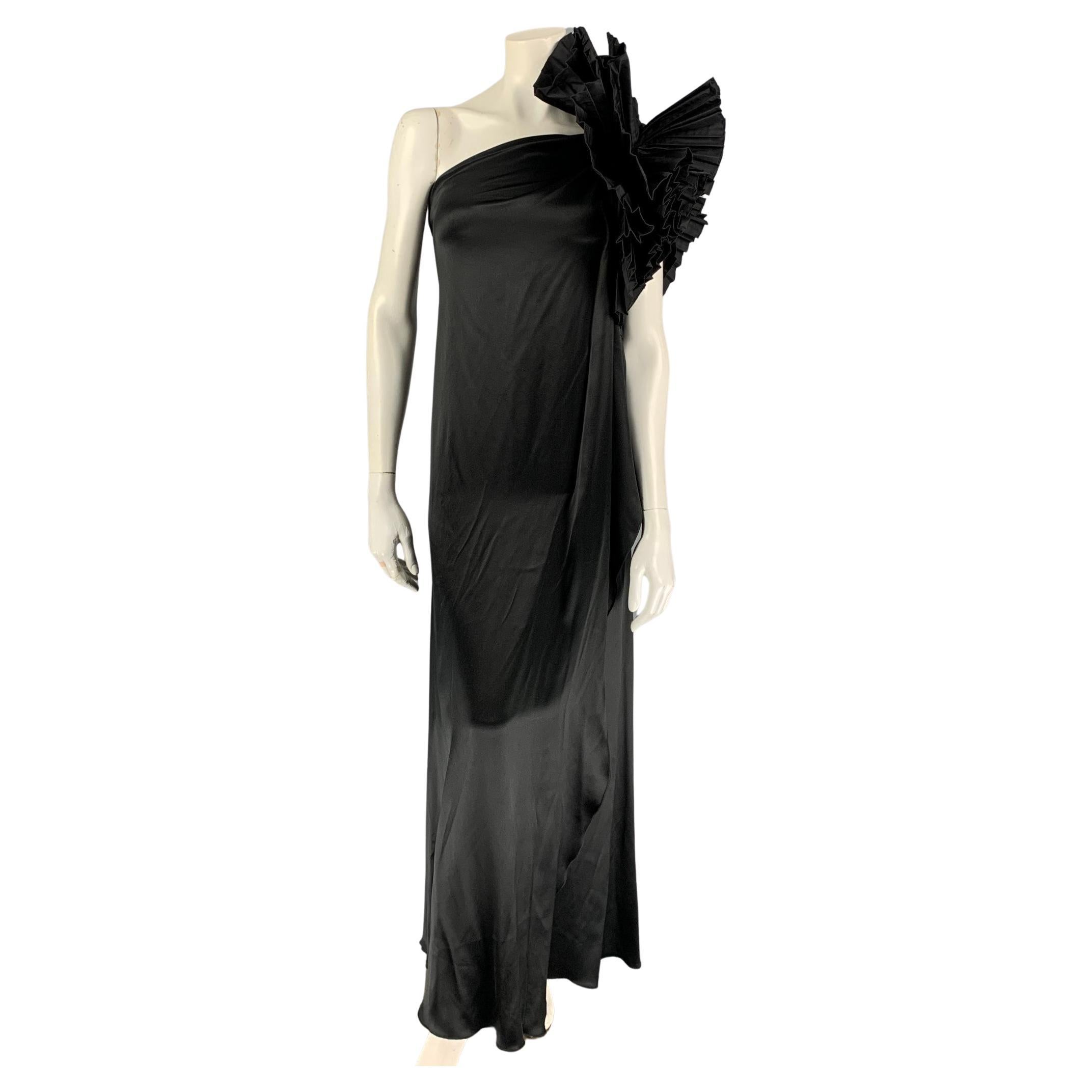 MARC JACOBS Size 0 Black Silk Ruffle Sleeve Asymmetrical Gown For Sale at  1stDibs | marc jacobs asymmetrical mini dress, marc jacobs ruffle dress,  real amiri tag