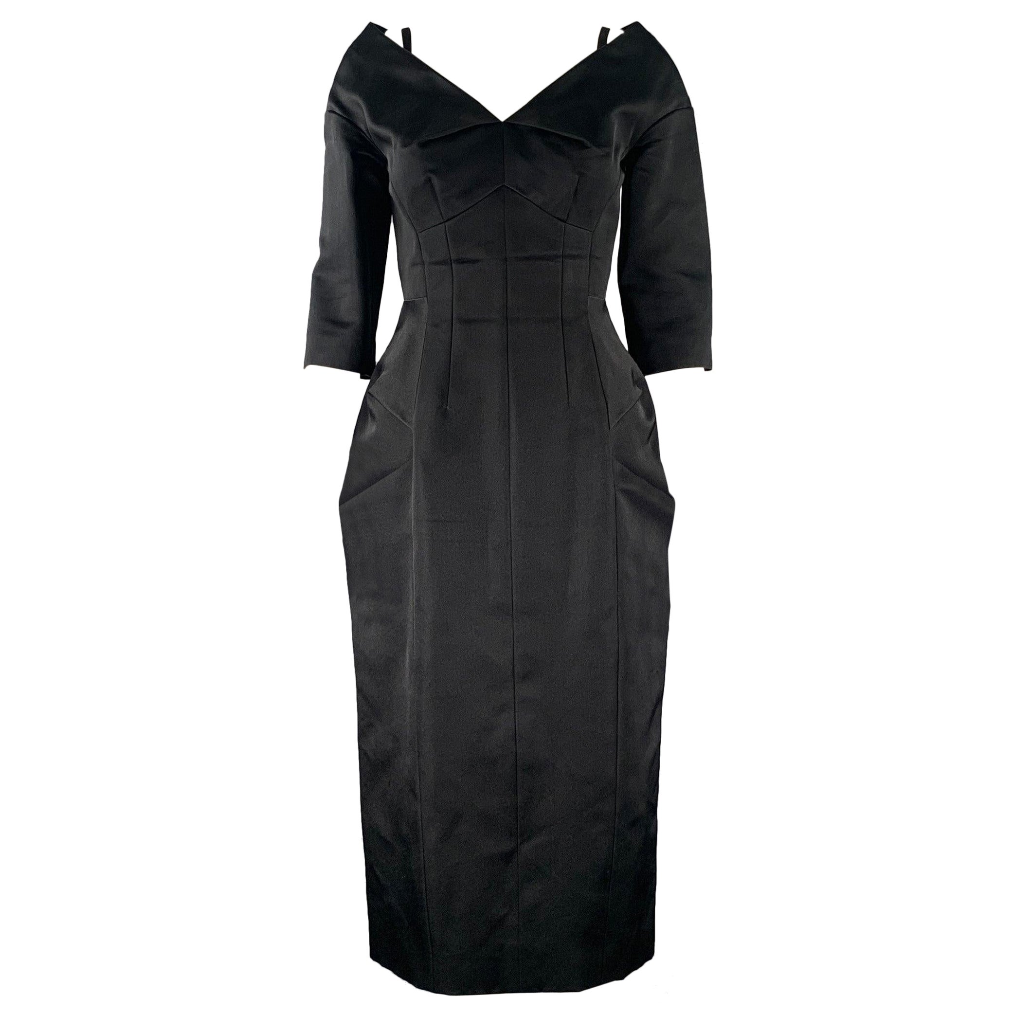 MARC JACOBS Size 0 Black Silk Sheath Knee-Length Dress