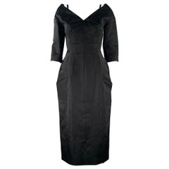 MARC JACOBS Size 0 Black Silk Sheath Knee-Length Dress