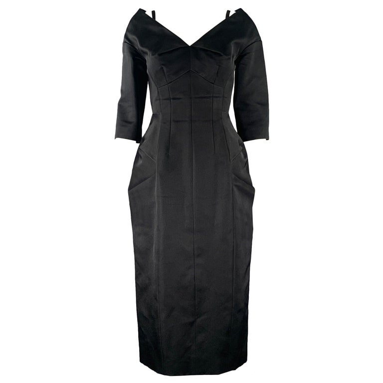 marc jacobs black silk dress Marc Jacobs Strapless Satin Sculptural Mini Flared Dress