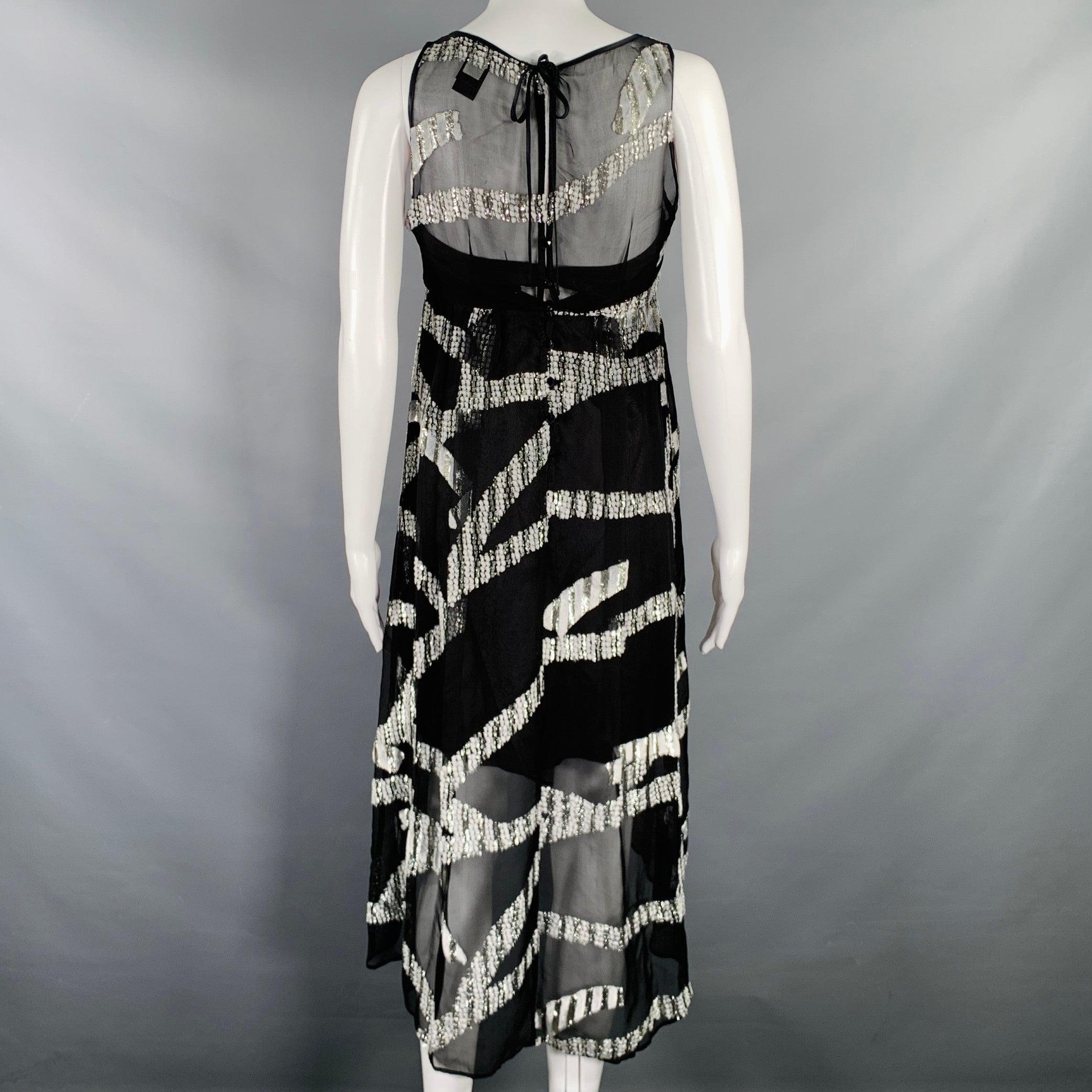 MARC JACOBS Talla 0 Vestido sin mangas en jacquard de mezcla de seda negro plateado en Excelente estado para la venta en San Francisco, CA