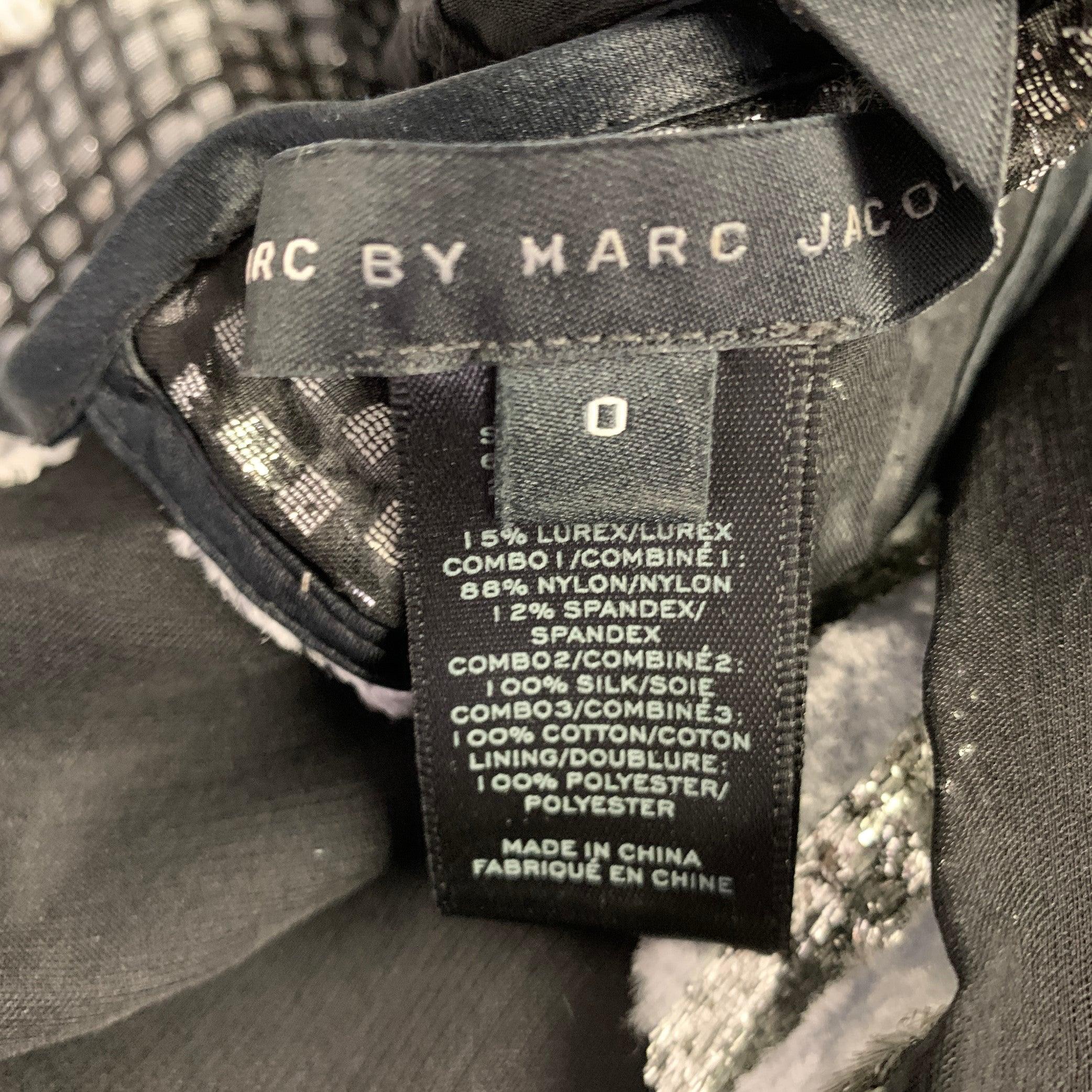 De las mujeres MARC JACOBS Talla 0 Vestido sin mangas en jacquard de mezcla de seda negro plateado en venta