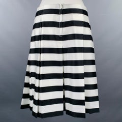 MARC JACOBS Size 0 Black White Polyester Stripe Flared Skirt