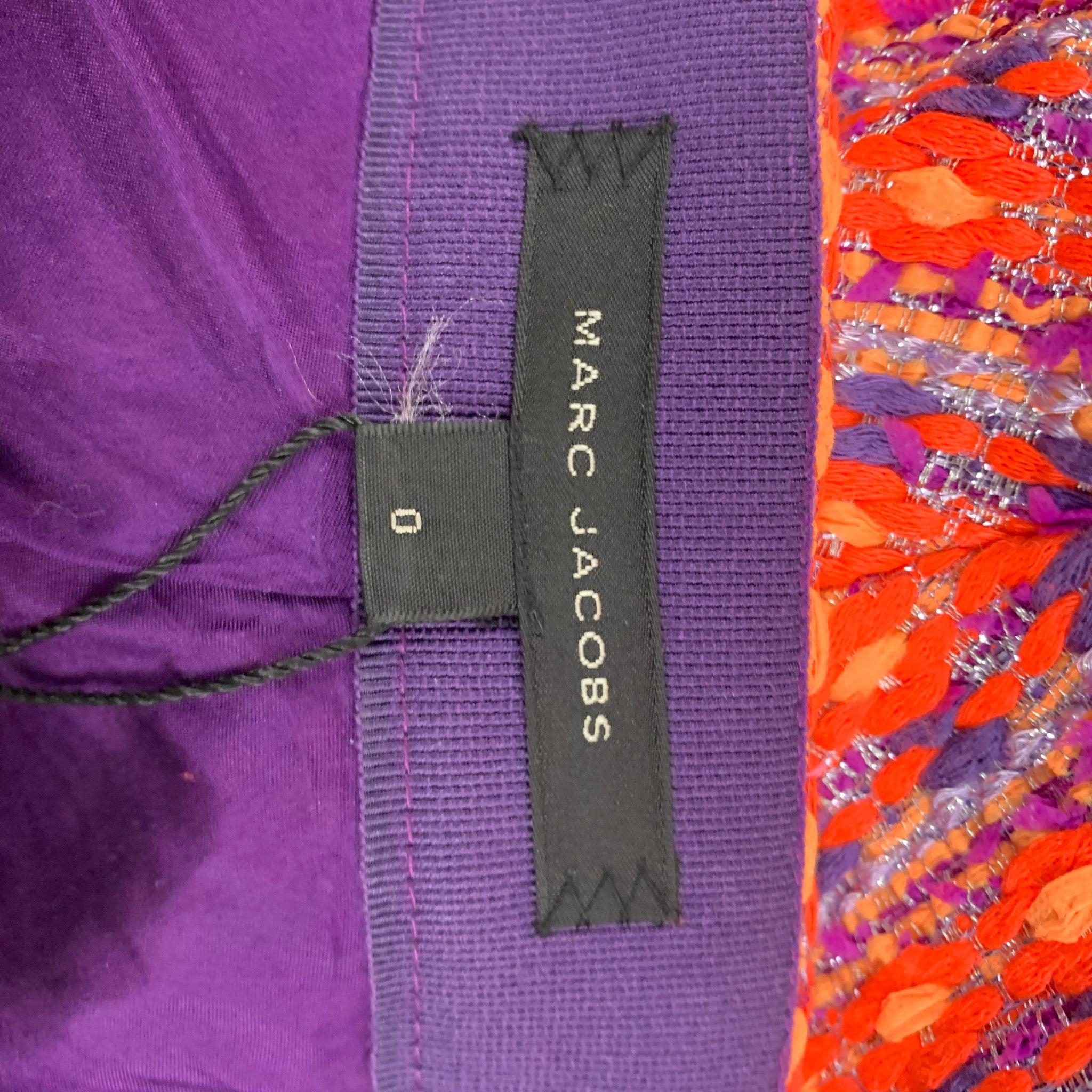 MARC JACOBS Size 0 Orange Multi-Color Modal Blend Tweed A-Line Skirt For Sale 1
