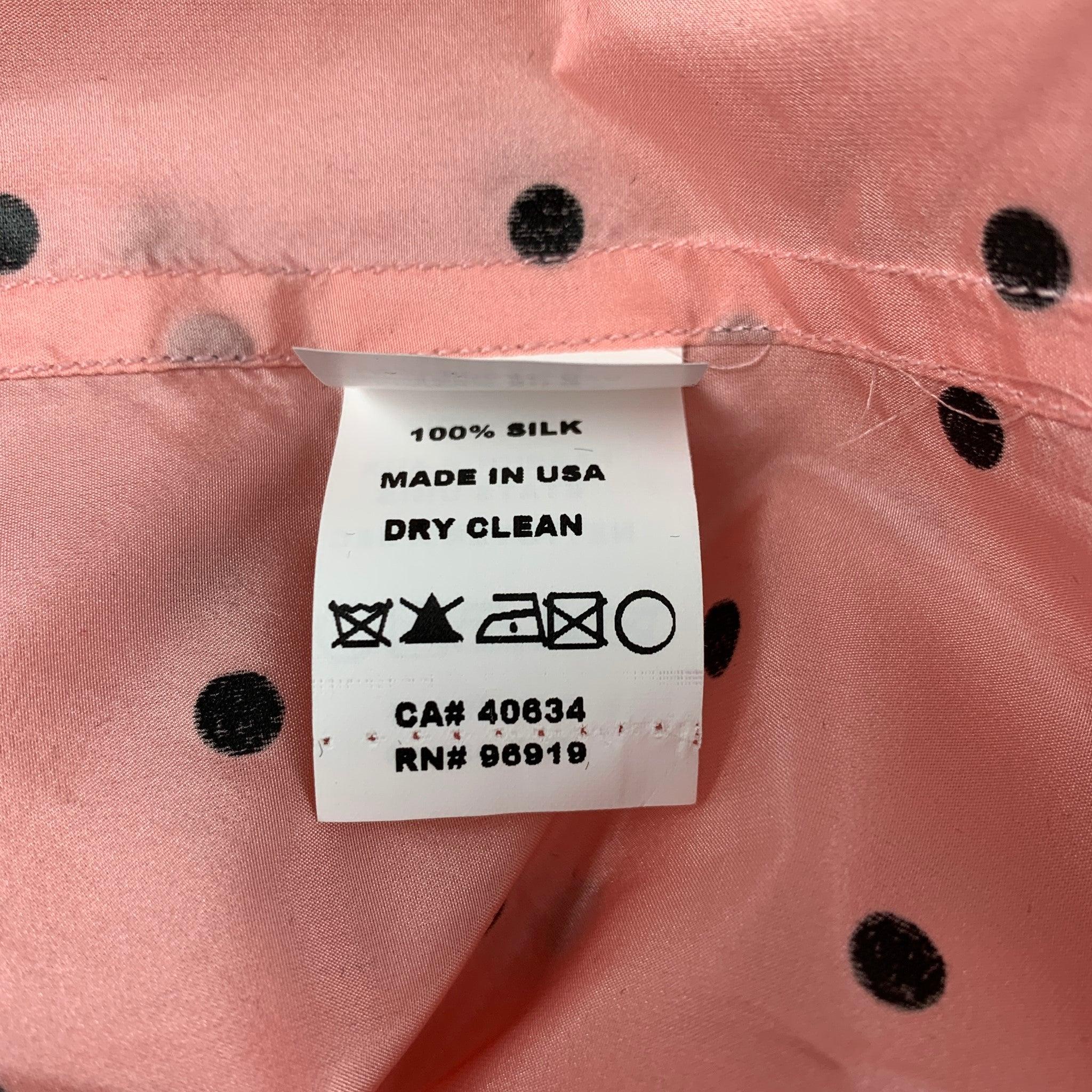 Women's MARC JACOBS Size 0 Pink Black Silk Polka Dot Buttoned Shirt