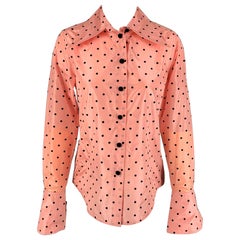 MARC JACOBS Size 0 Pink Black Silk Polka Dot Buttoned Shirt