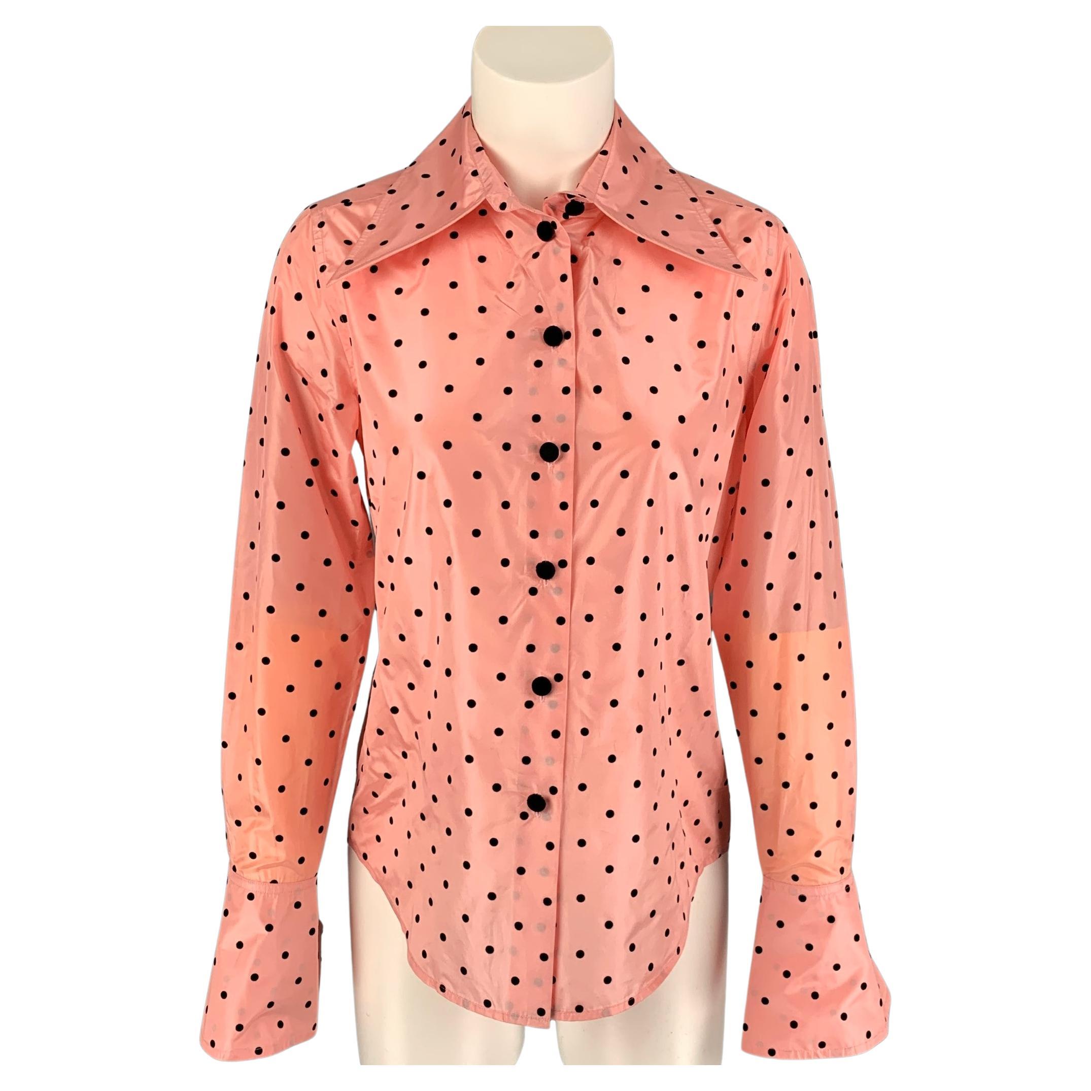 MARC JACOBS Size 0 Pink Black Silk Polka Dot Buttoned Shirt For Sale at  1stDibs