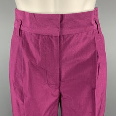 MARC JACOBS Size 0 Purple Cotton Pleated Wide Leg High Waist Dress Pants
