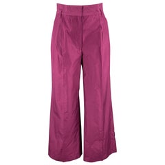 MARC JACOBS Size 0 Purple Cotton Pleated Wide Leg High Waist Dress Pants