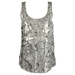 MARC JACOBS Talla 0 Plata Gris Cuero Recortado Vestido Sin Mangas Top