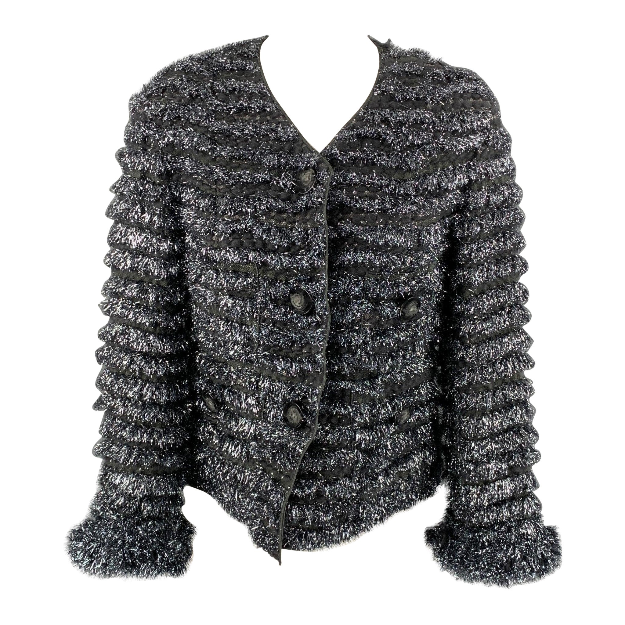 MARC JACOBS Taille 0 Veste courte en laine mélangée grise et argentée