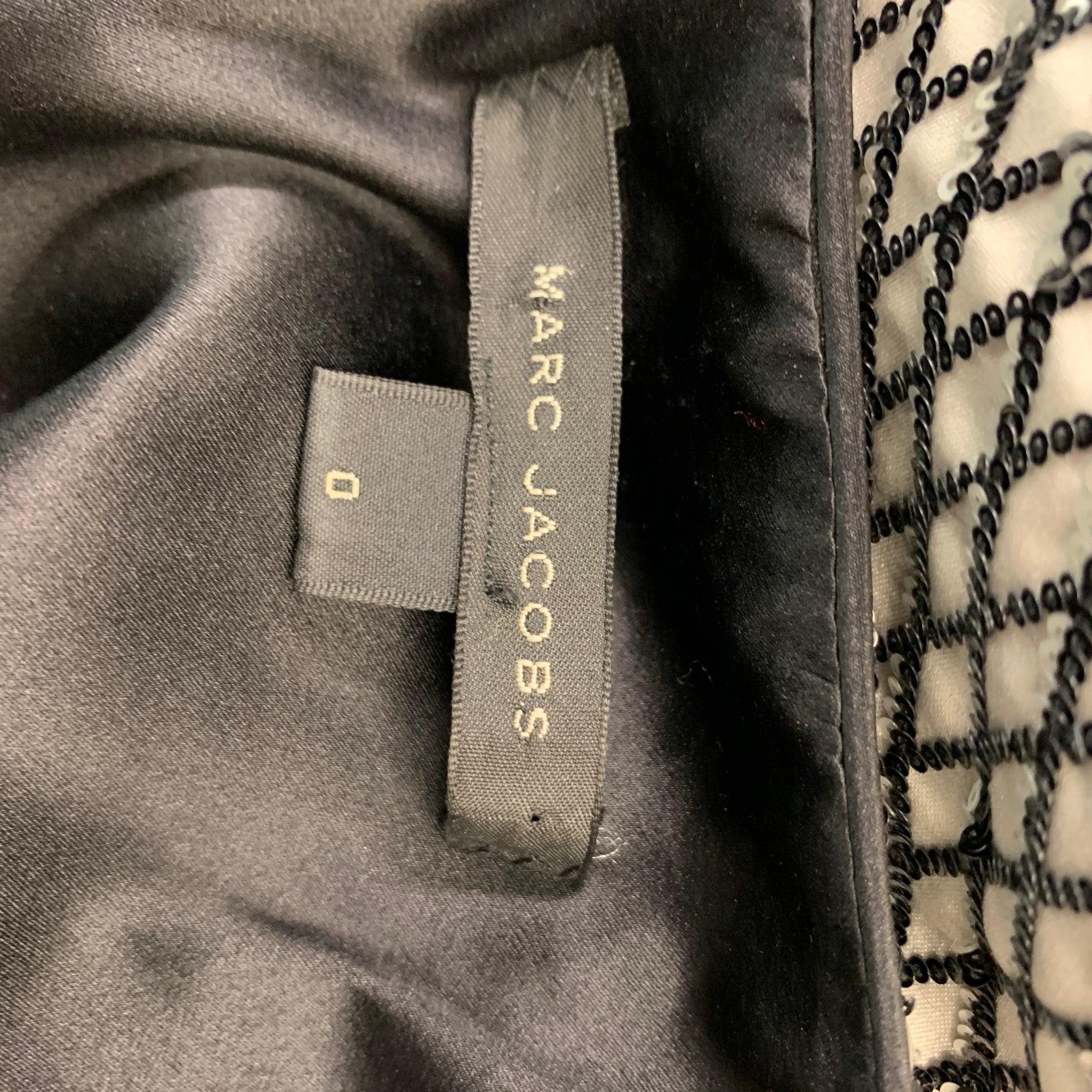 MARC JACOBS - Robe droite à paillettes en soie grise argentée, taille 0 en vente 1