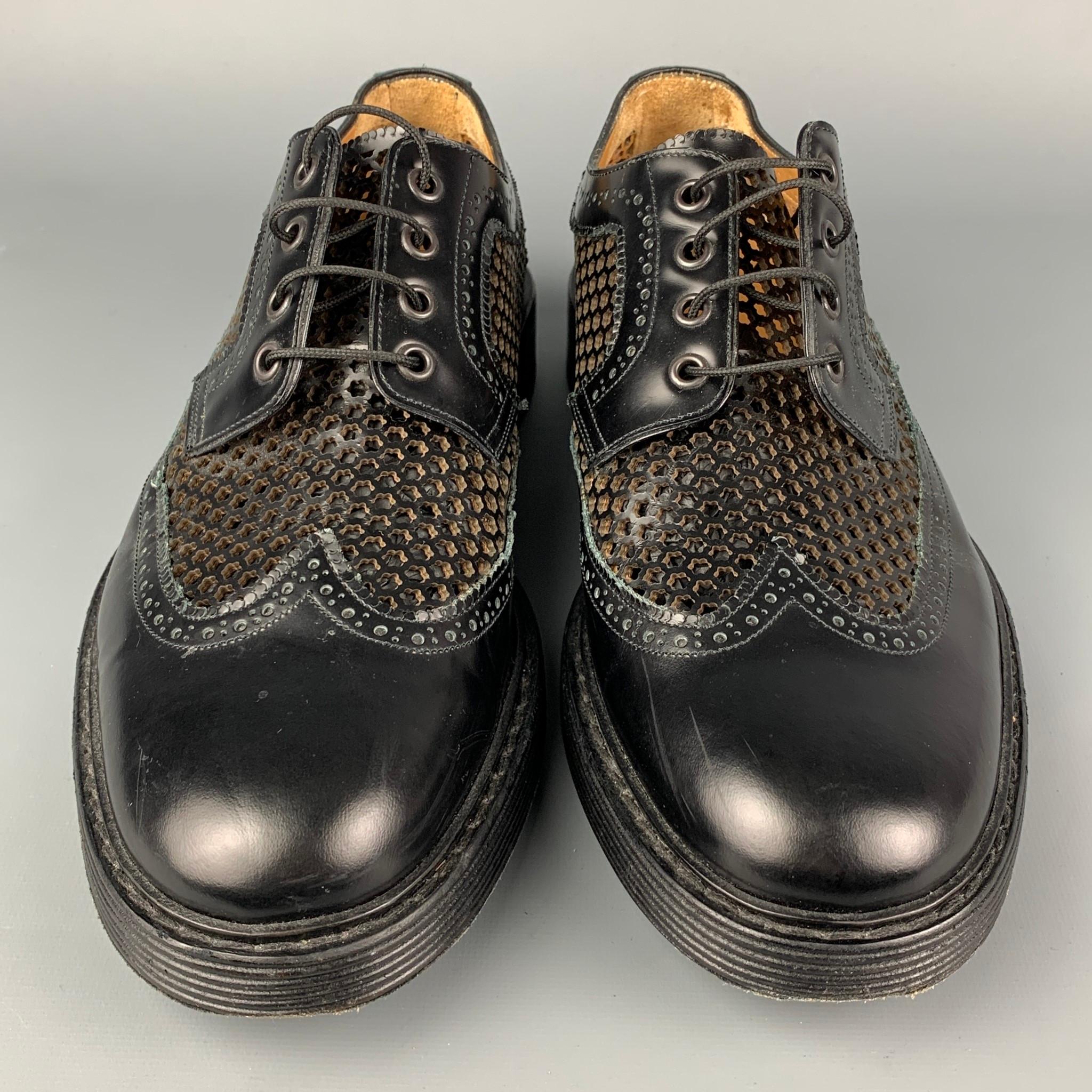 Men's MARC JACOBS Size 10 Black Perforated Leather Wingtip Lace Up Shoes