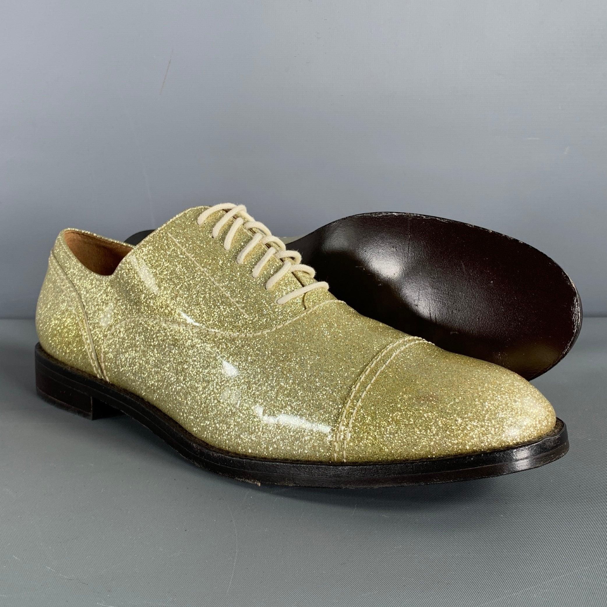 Donna MARC JACOBS Taglia 10 Pelle Oro Metallizzata Lacci Up & Up in vendita