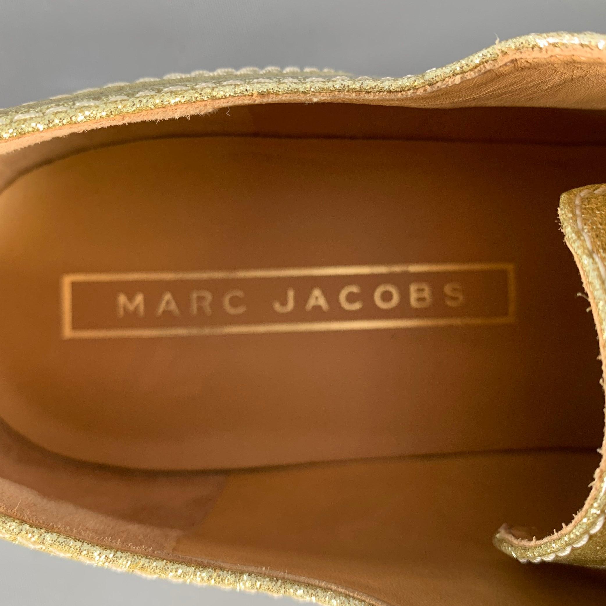 MARC JACOBS Talla 10 Cordones de cuero dorados metalizados en venta 3