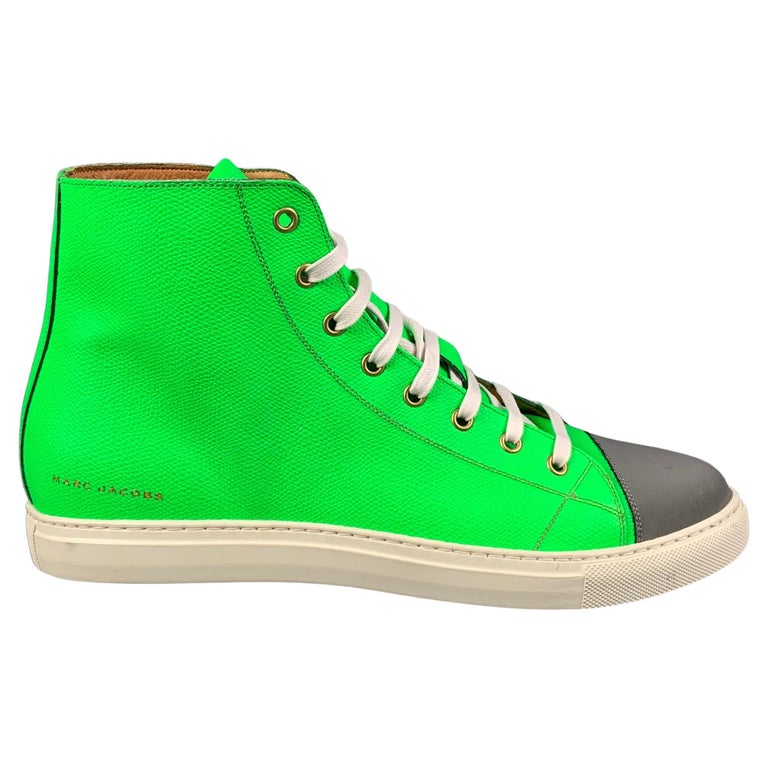 MARC JACOBS Size 10 Green White Grey Leather High Top Sneakers For Sale at  1stDibs