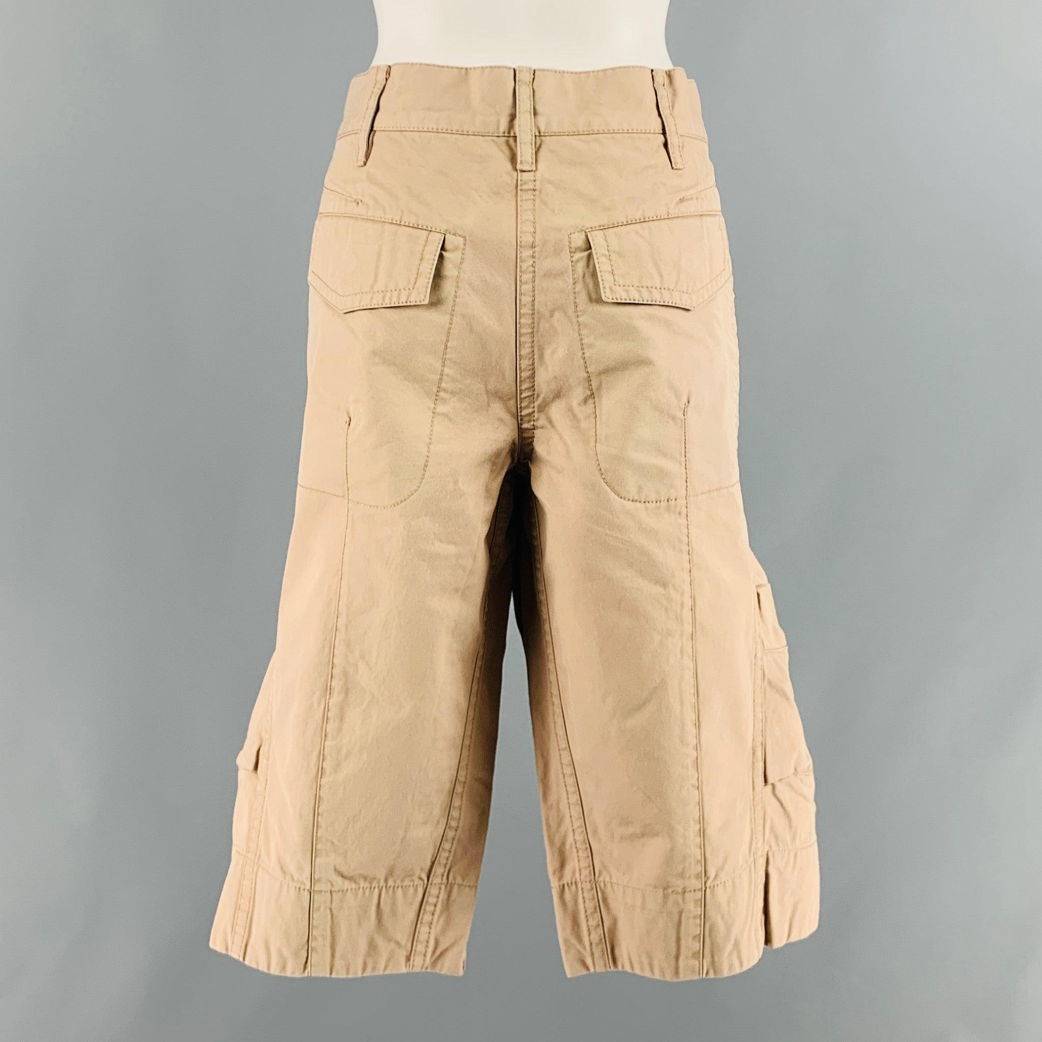MARC JACOBS Size 10 Khaki Cotton Oversized Shorts In Excellent Condition For Sale In San Francisco, CA