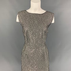 MARC JACOBS Size 12 Grey & Black Silk Beaded Shift Dress