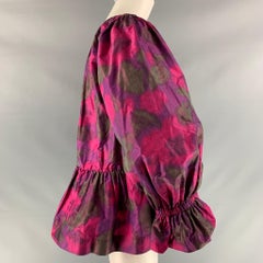 MARC JACOBS Size 12 Purple Pink Silk Print Flared Blouse