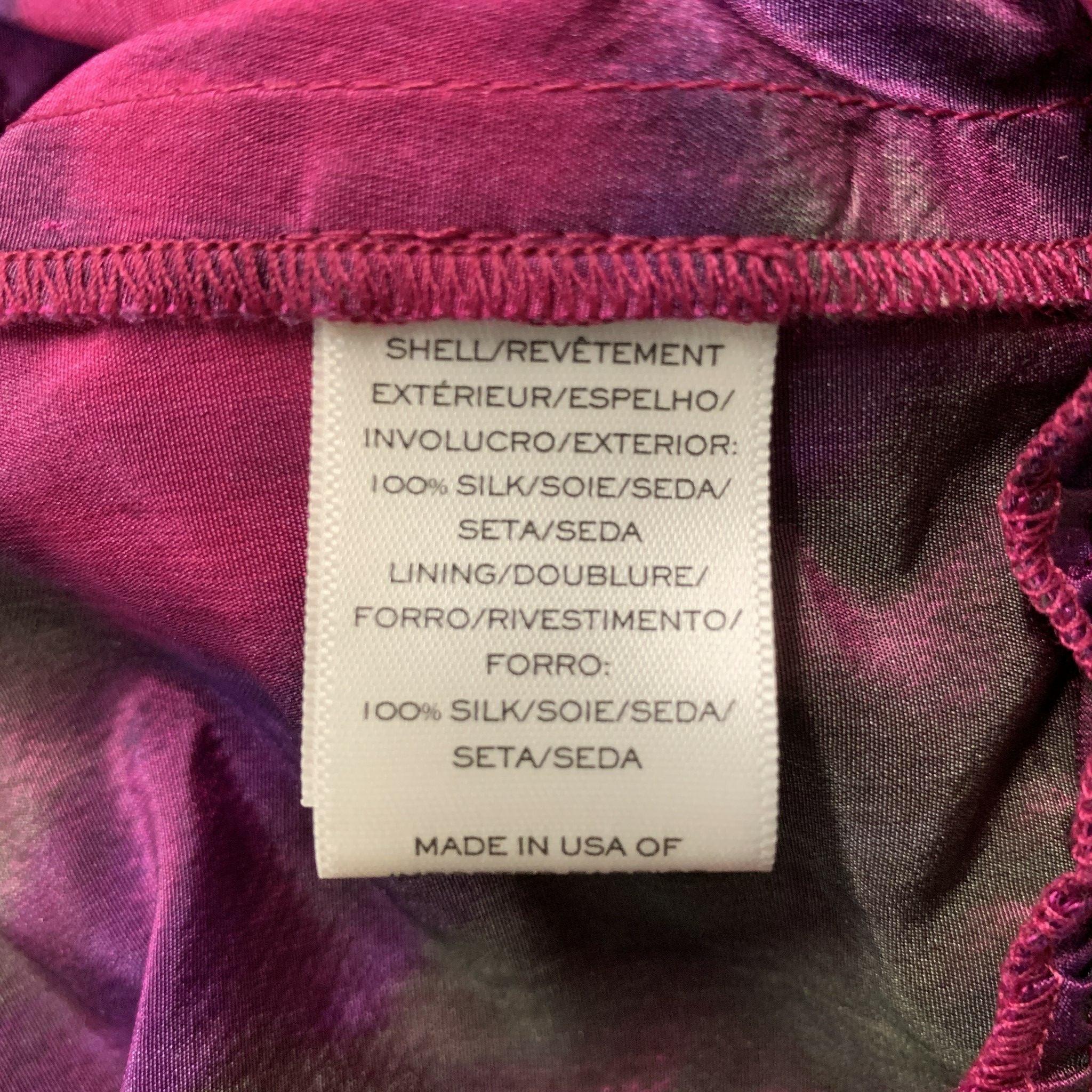 MARC JACOBS Size 12 Purple Pink Silk Print Flared Blouse For Sale 1
