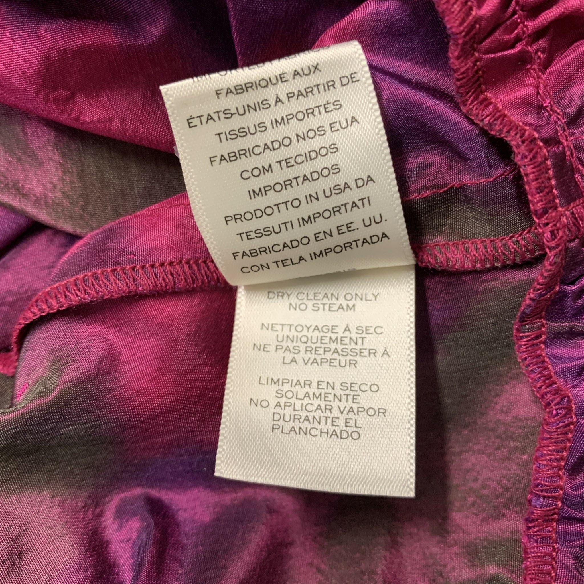 MARC JACOBS, chemisier évasé en soie imprimé rose violet, taille 12 en vente 1