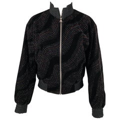 numero 35 nos eua MARC JACOBS Size 2 Black Acetate Blend Rhinestone Embellishment Jacket